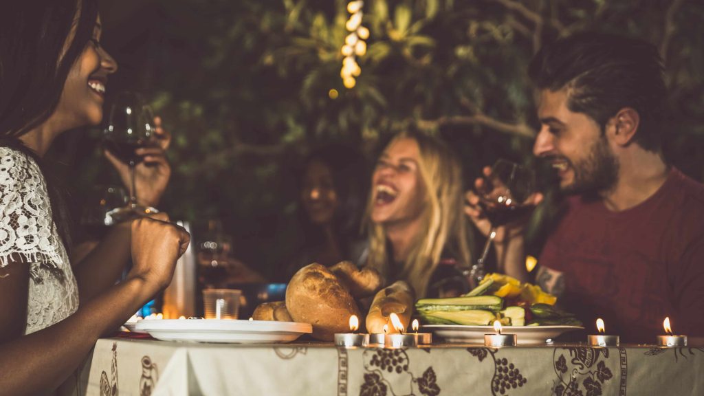 Christmas dinner outdoors.