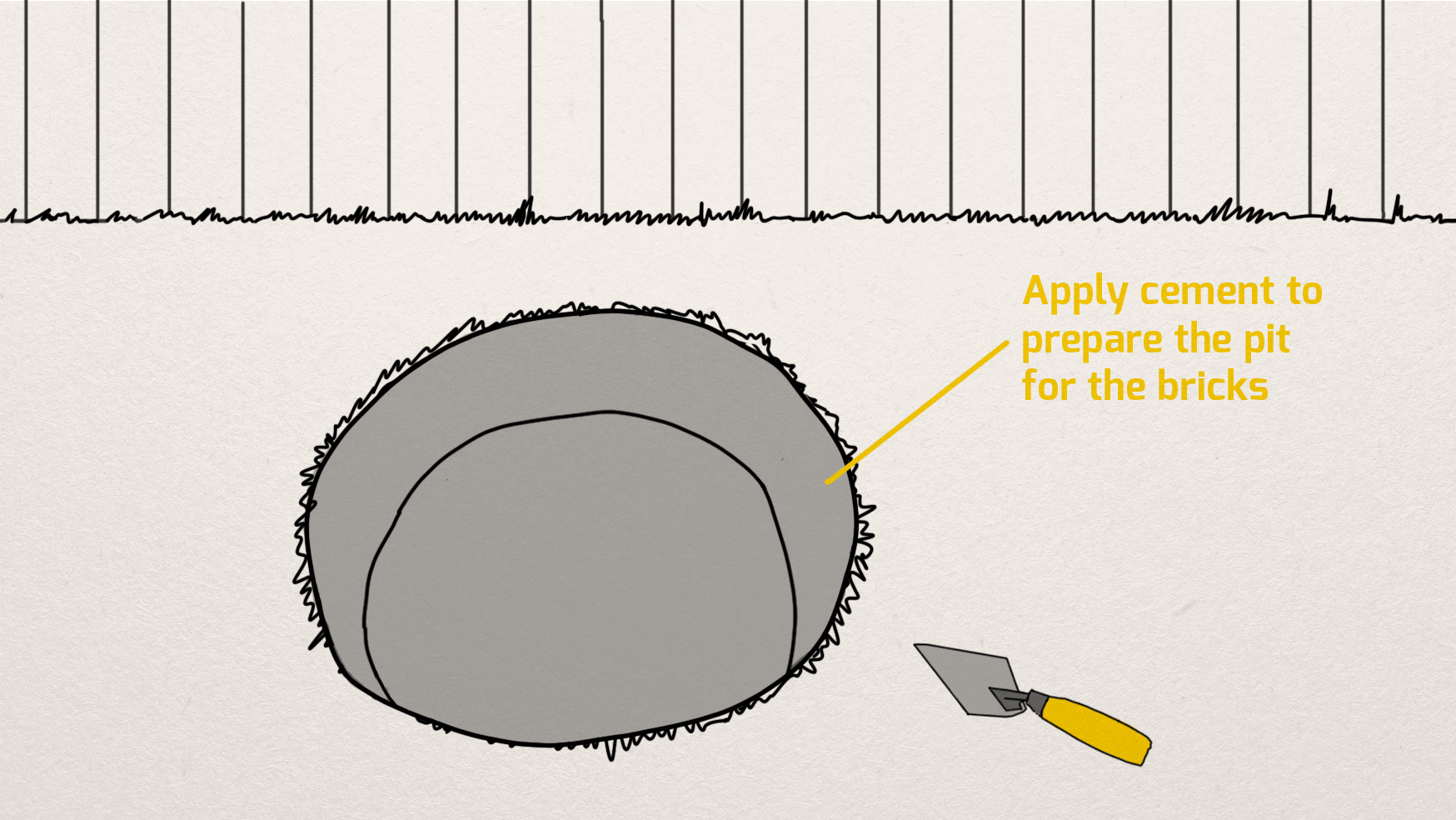 The third step of making a fire pit.